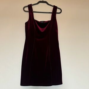 Forever 21 Maroon Crushed Velvet Mini Dress